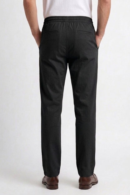 Cool Bee Linen Travel Pants Black for Men - Black Linen Travel Pants Lightweight India - Lifestyle View