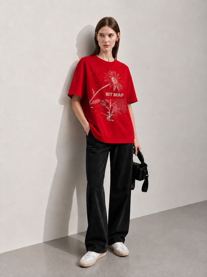 Bit Map Women Tee Red