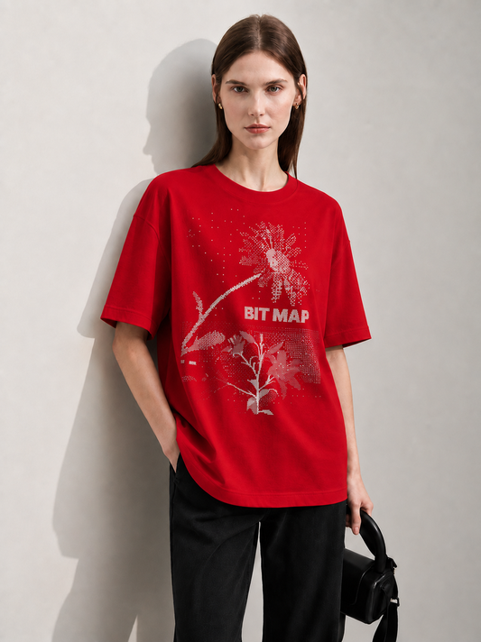 Bit Map Women Tee Red