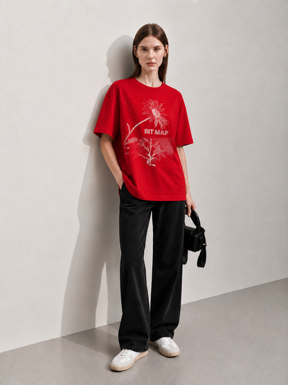 Bit Map Women Tee Red