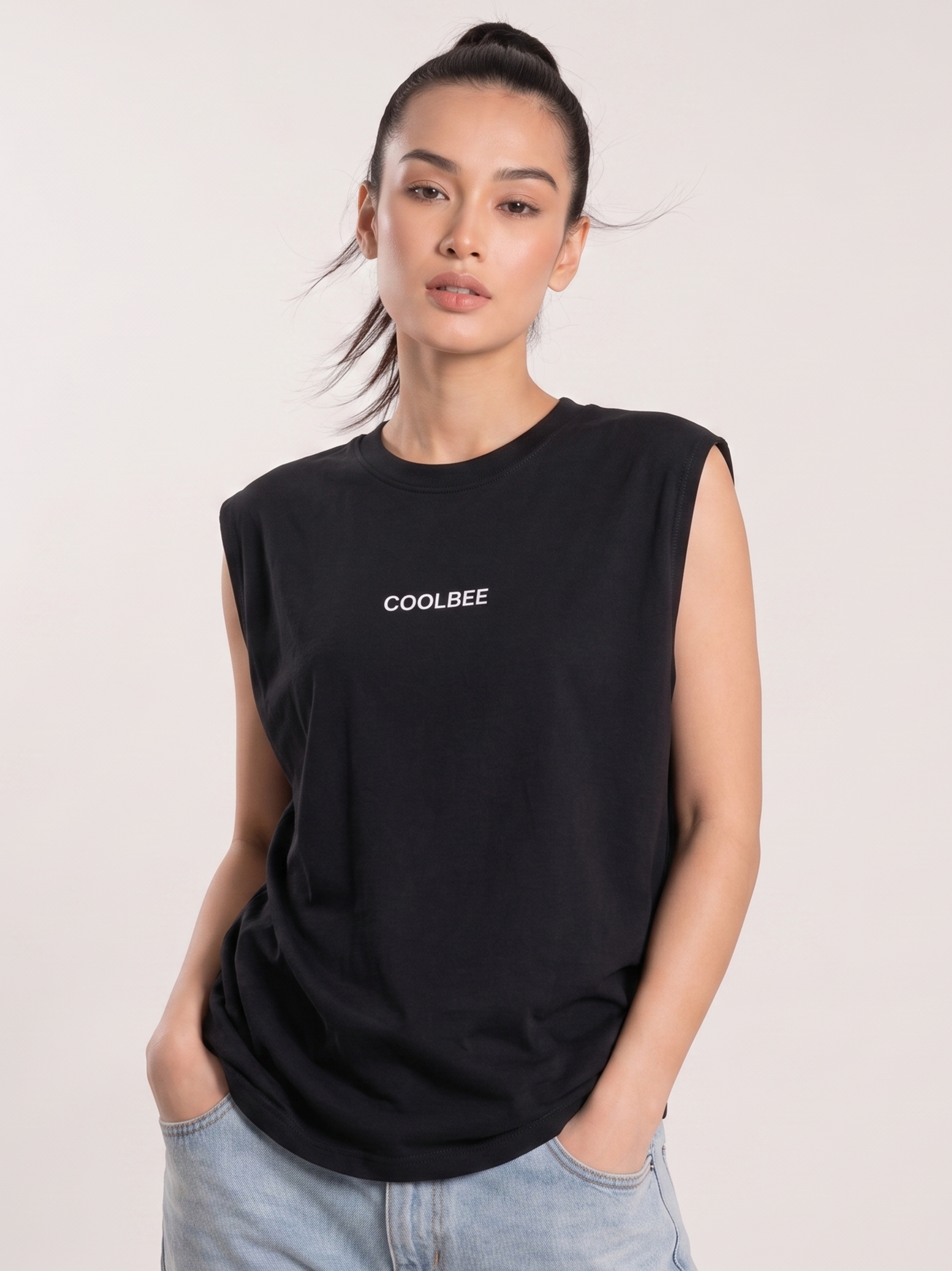 Cool Bee Women Tank Tees Black for Women - Tank Top Gym Casual India - Lifestyle View