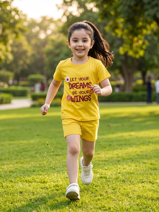 Kids Girls T-Shirt - Yellow (KGSSA30)