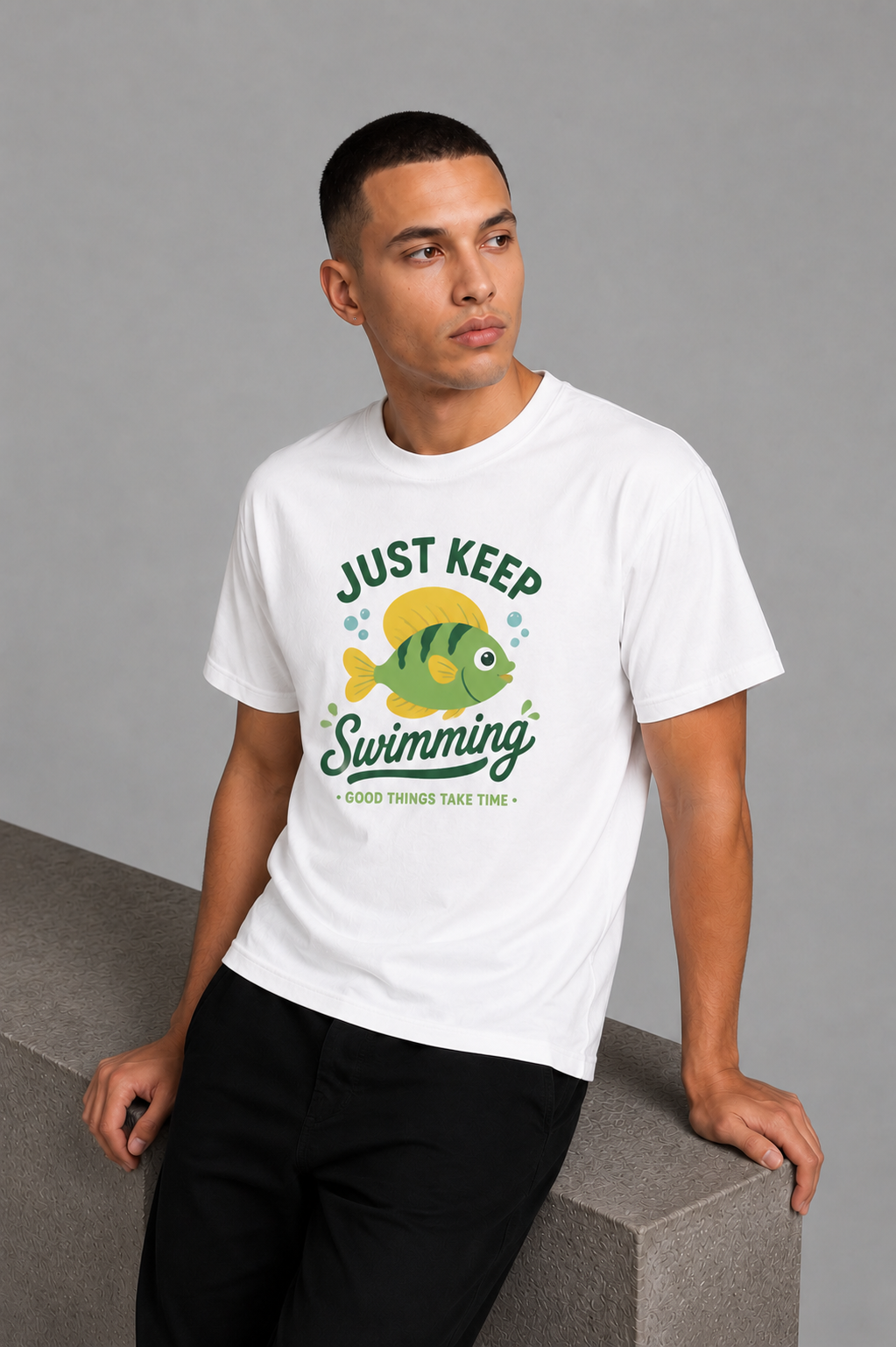 Cool Bee Float Tee White for Men - White Oversized Graphic Tee Streetwear India - Lifestyle View