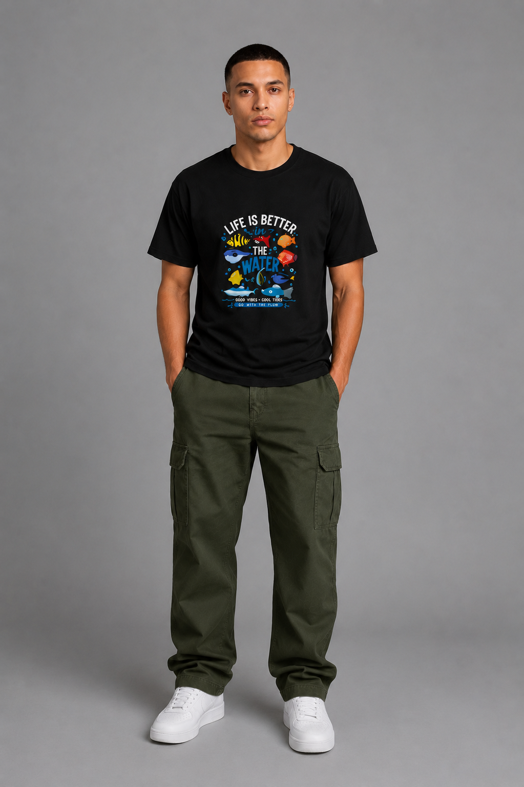 Cool Bee Marine Tee Black for Men - Black Oversized Graphic Tee Streetwear India - Back View