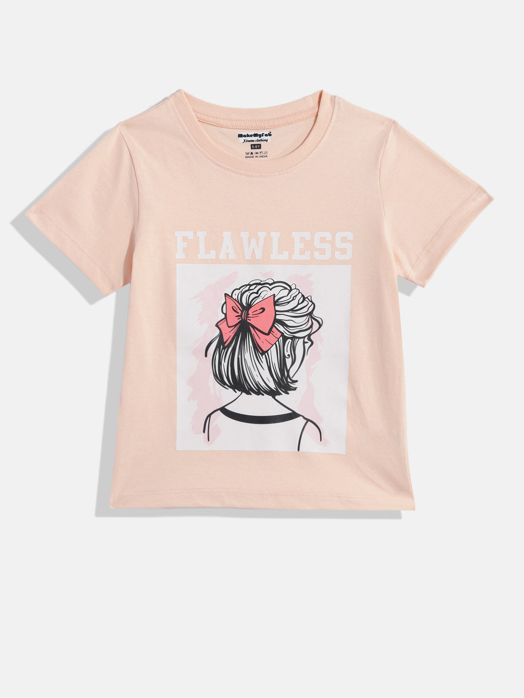 Coolbee Store Kids Girls T-Shirt - Peach (CSKT206) – front view