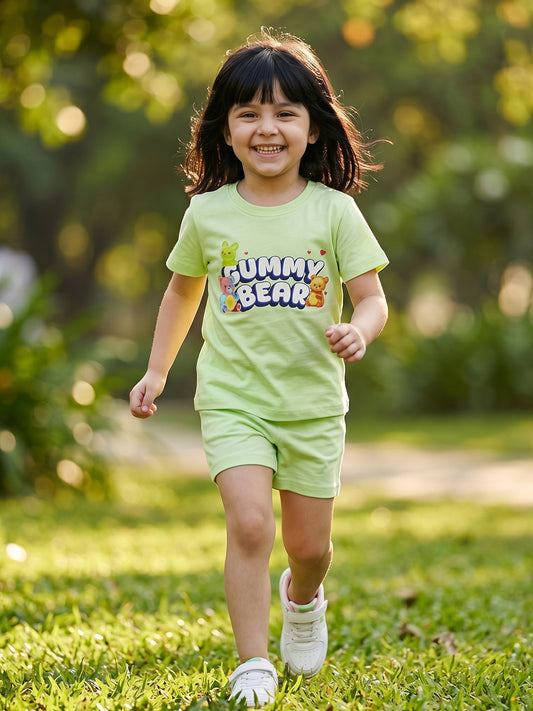 Kids Girls T-Shirt - Green (KGSSA40)