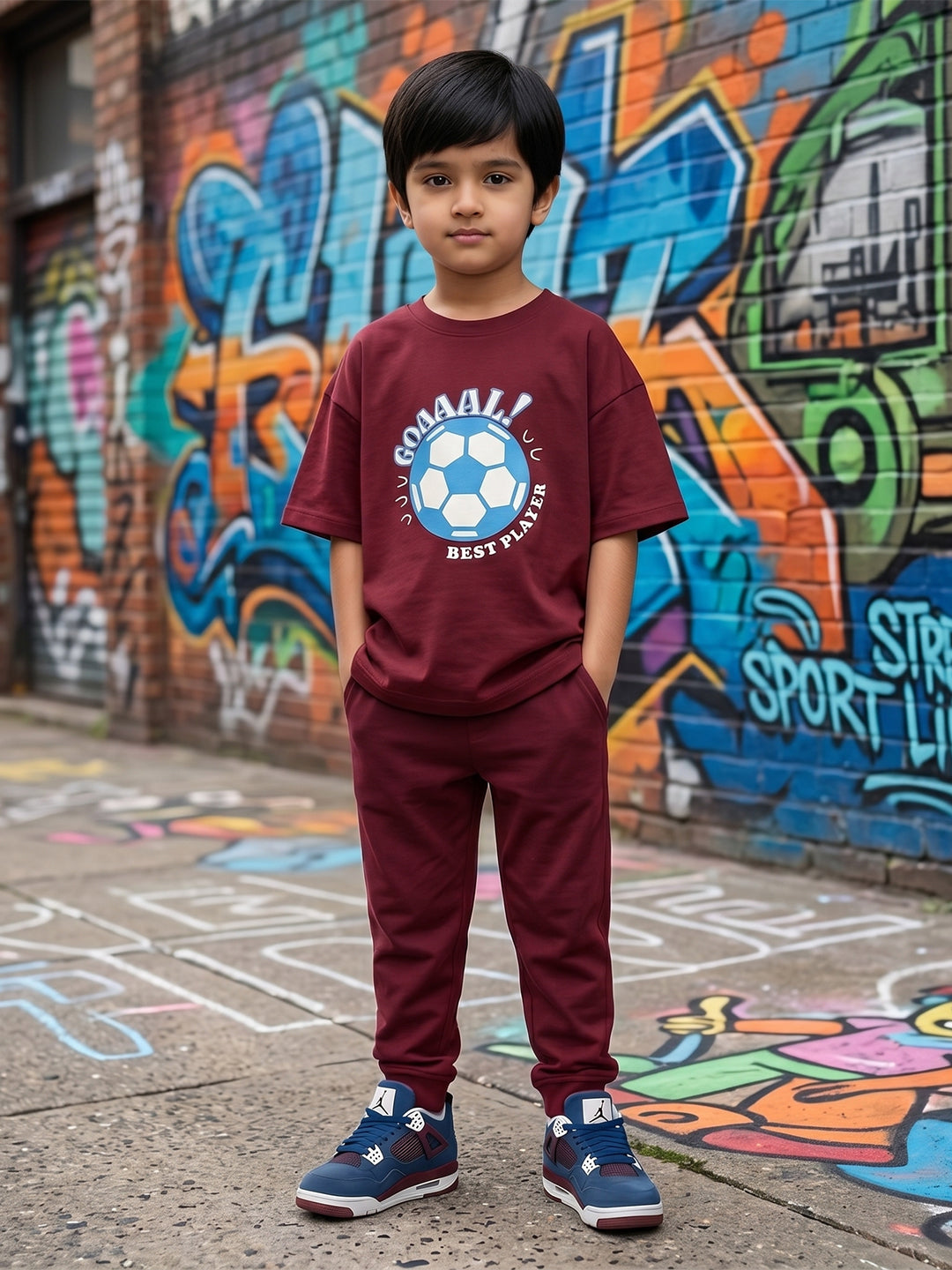 Coolbee Store Kids Boys T-Shirt - Maroon (CSKT205) – front view