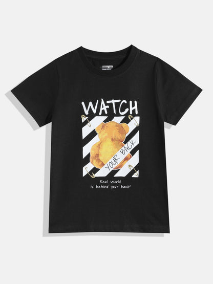 Coolbee Store Kids Boys T-Shirt - Black (KBSS25TR452) – front view