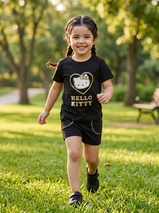 Kids Girls T-Shirt - Black (CSKT213)