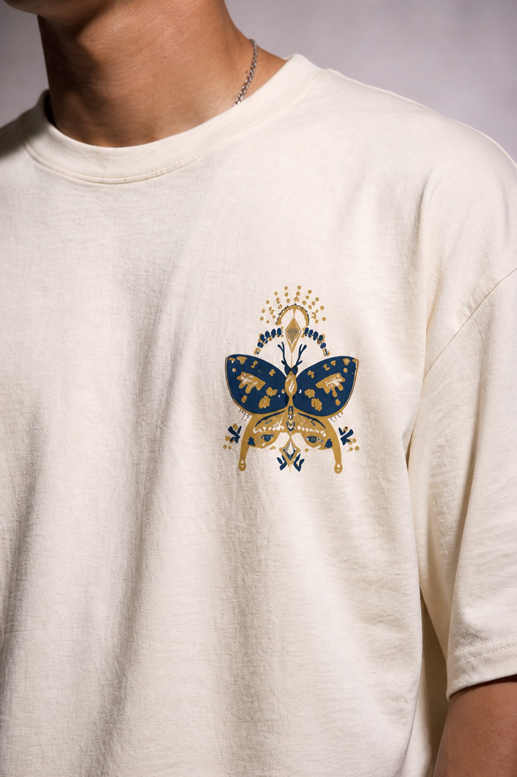 Cool Bee Traditional Tee White for Men - White Oversized Graphic Tee Streetwear India - Detail View