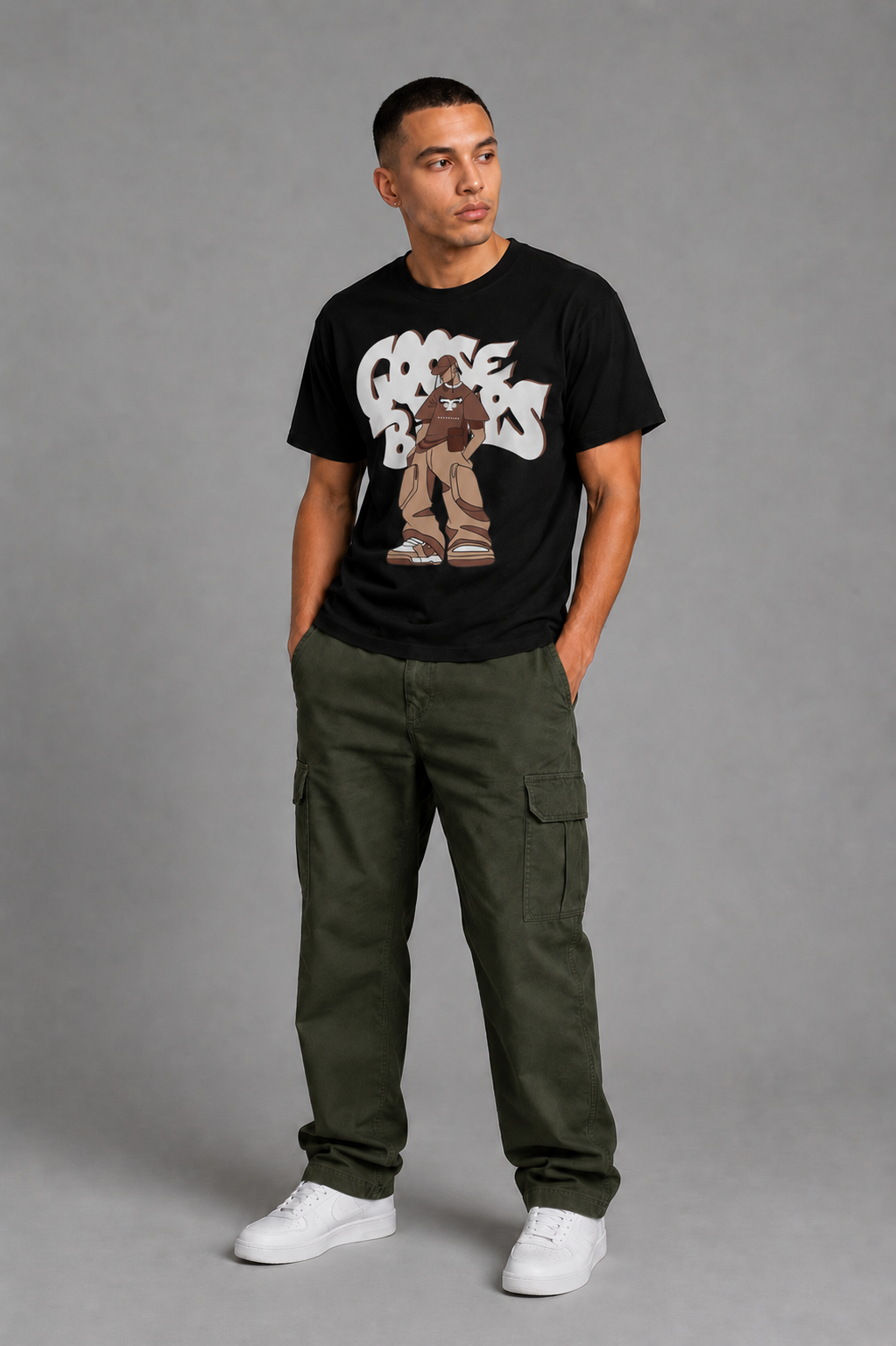 Cool Bee Goose Tee Black for Men - Black Oversized Graphic Tee Streetwear India - Detail View