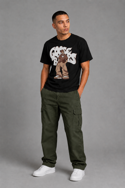 Cool Bee Goose Tee Black for Men - Black Oversized Graphic Tee Streetwear India - Detail View