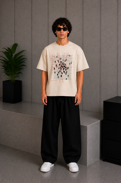Grid Lock Tee Beige