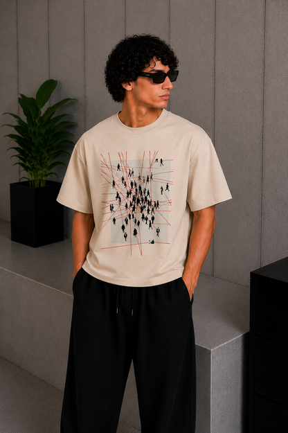 Grid Lock Tee Beige