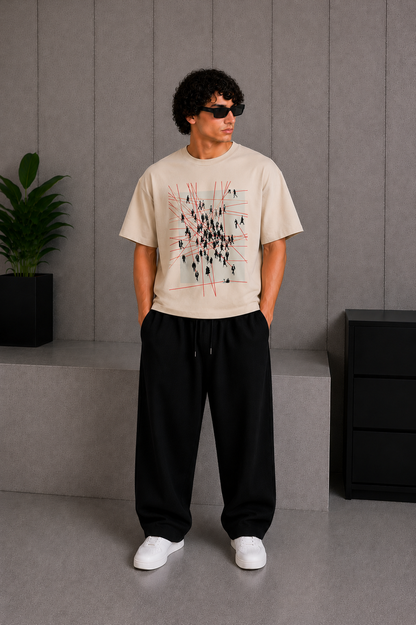 Grid Lock Tee Beige