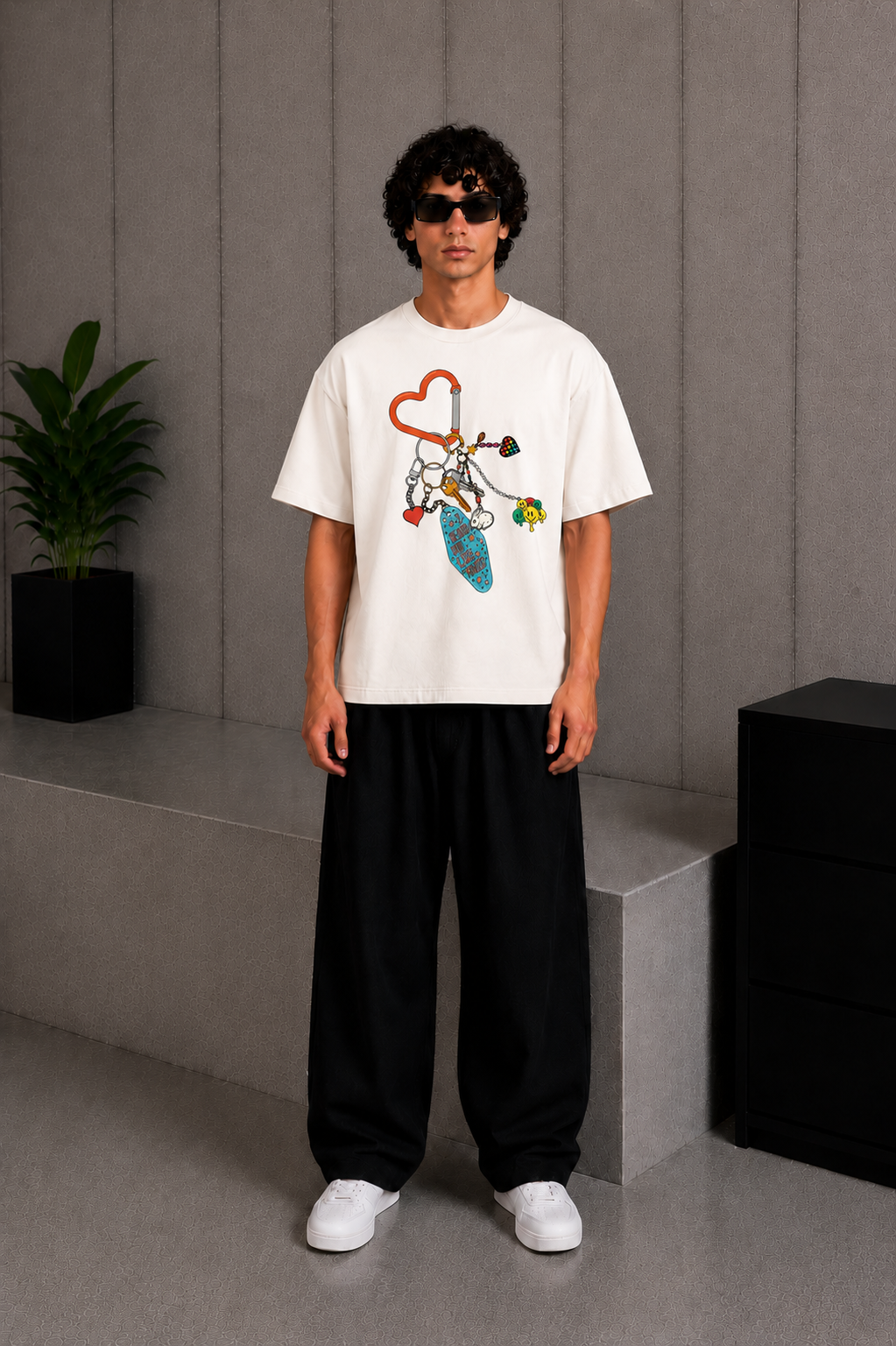 Cool Bee Ring Tee White for Men - White Oversized Graphic Tee Streetwear India - Back View
