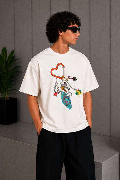 Cool Bee Ring Tee White for Men - White Oversized Graphic Tee Streetwear India - Side View