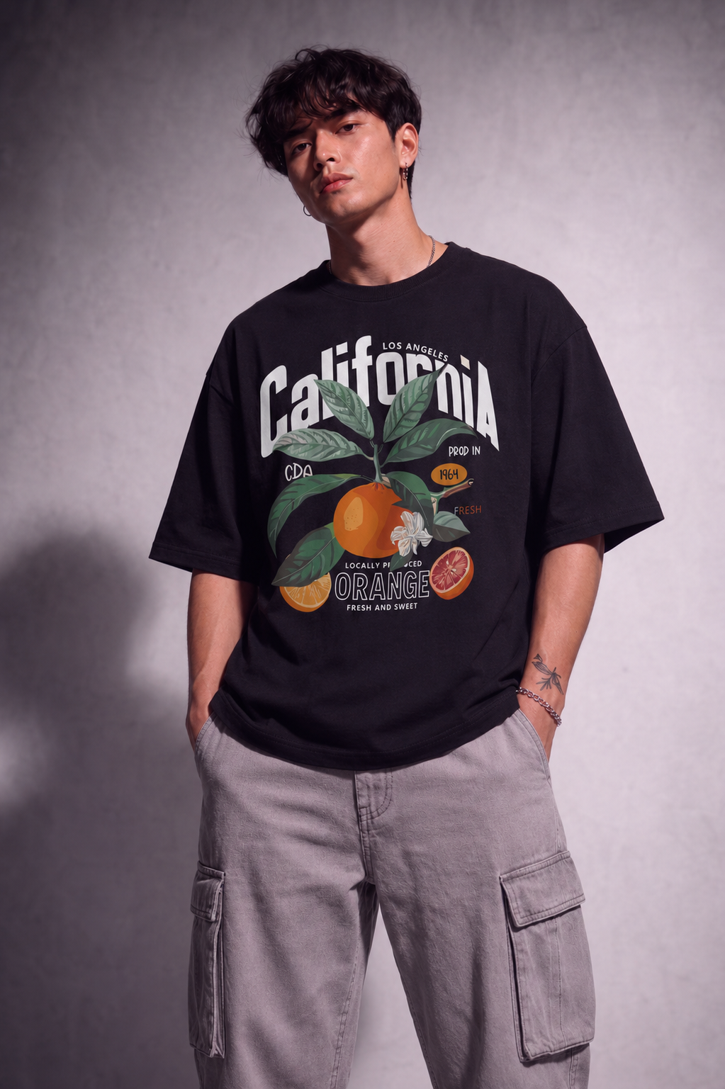Cool Bee California Tee Black for Men - Black Oversized Graphic Tee Streetwear India - Front View
