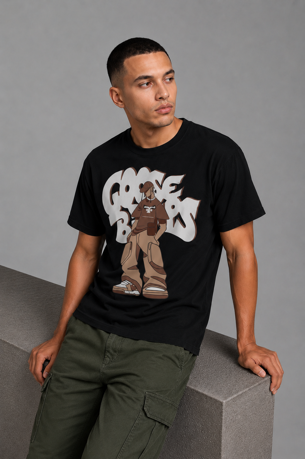 Cool Bee Goose Tee Black for Men - Black Oversized Graphic Tee Streetwear India - Back View