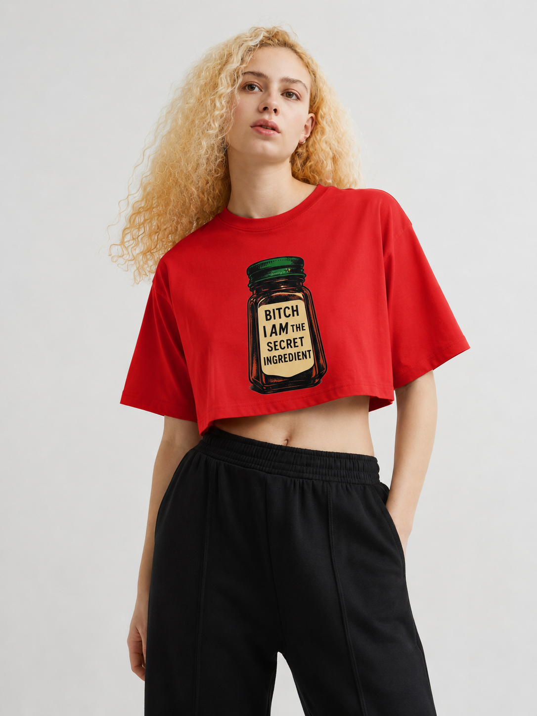 Spice Jar Crop Tee Red