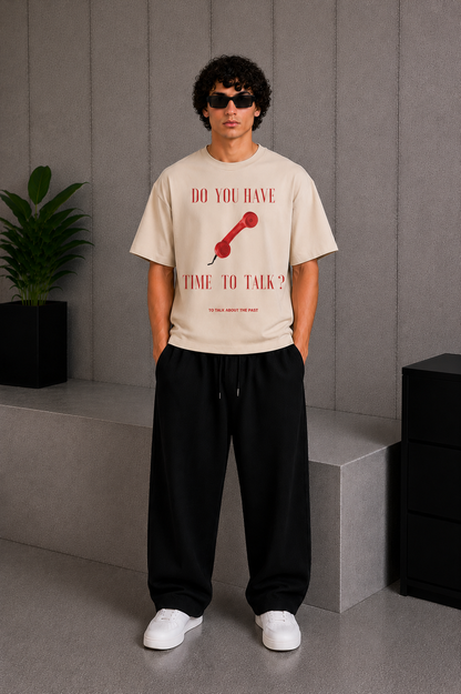 Time To Talk Tee Beige