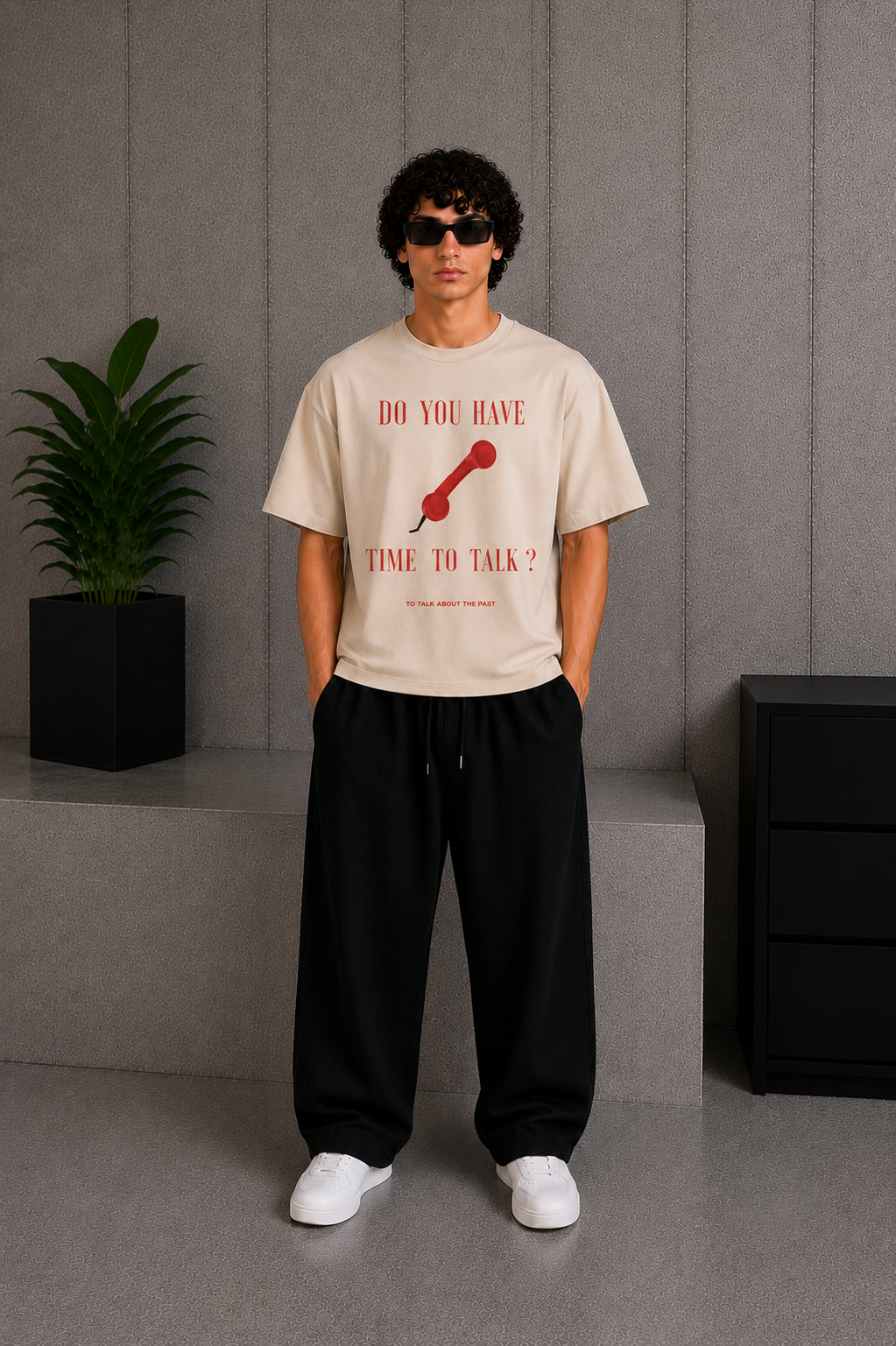Time To Talk Tee Beige