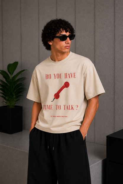 Time To Talk Tee Beige