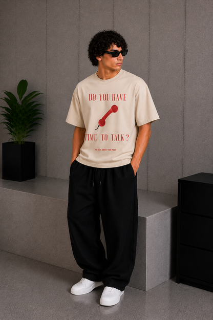 Time To Talk Tee Beige