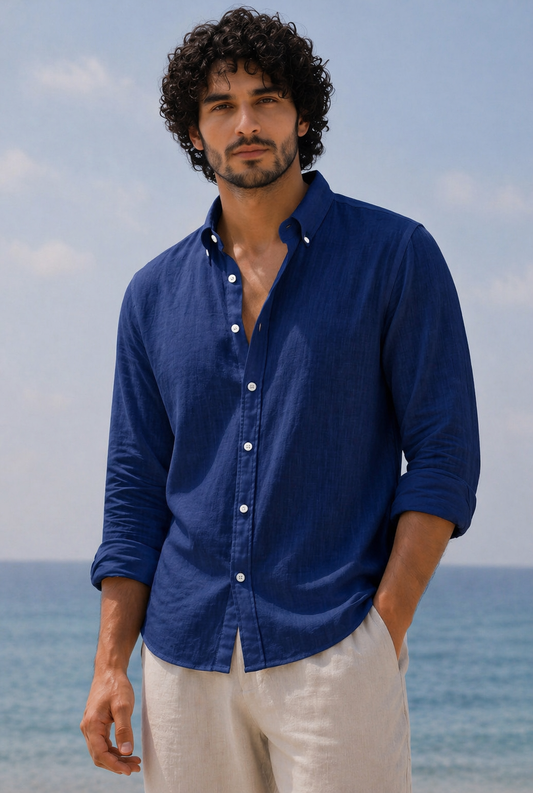 Linen Casual Shirt Blue