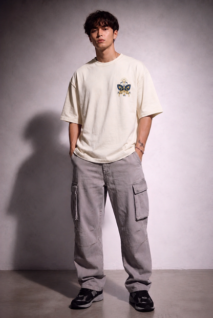 Cool Bee Traditional Tee White for Men - White Oversized Graphic Tee Streetwear India - Lifestyle View