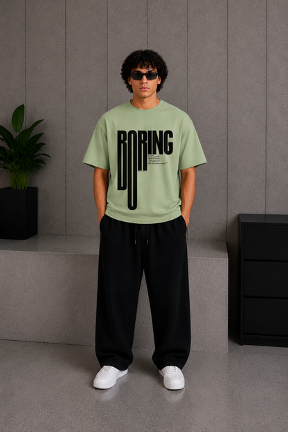 Cool Bee Boring Tee Green for Men - Green Oversized Graphic Tee Streetwear India - Back View
