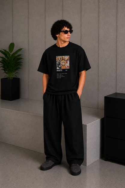 Cool Bee Naruto anime Tee Black for Men - Black Oversized Graphic Tee Streetwear India - Back View