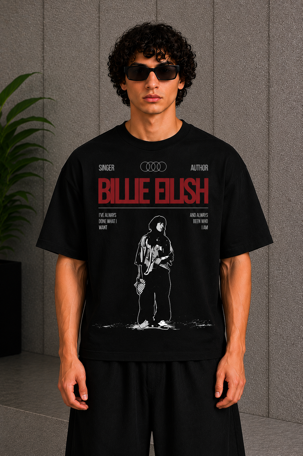 Cool Bee Eilish Tee Black for Men - Black Oversized Graphic Tee Streetwear India