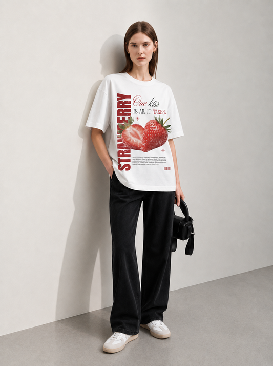 Strawberry Women Tee White