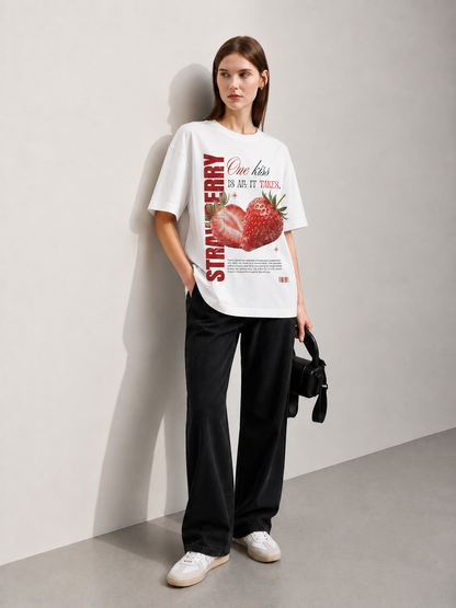 Strawberry Women Tee White