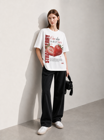 Strawberry Women Tee White