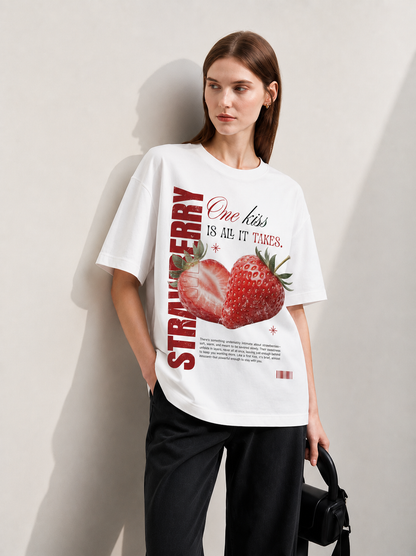 Strawberry Women Tee White