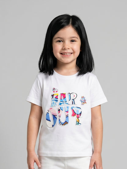Coolbee Store Kids Girls T-Shirt - White (CSKT210) – back view