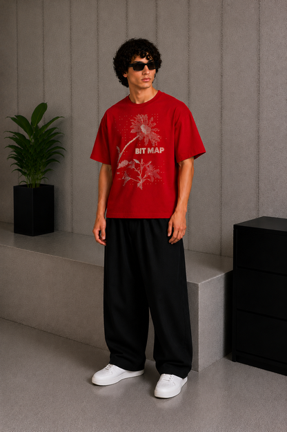 Bit Map Tee Red