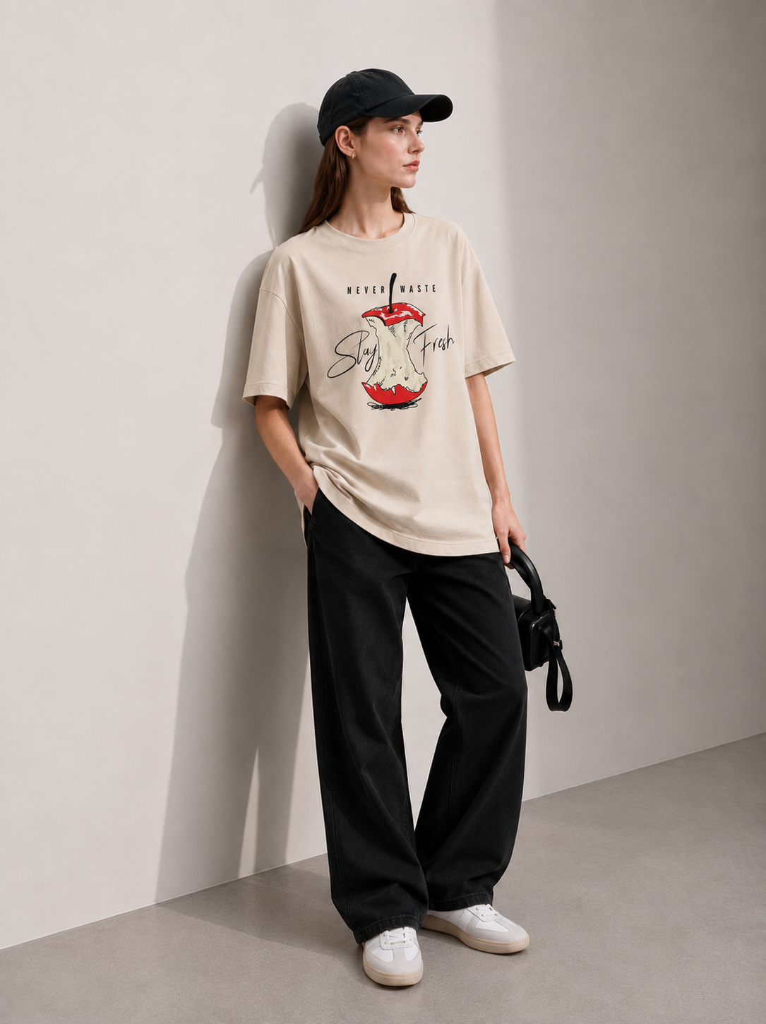 Never Waste Women Tee Beige