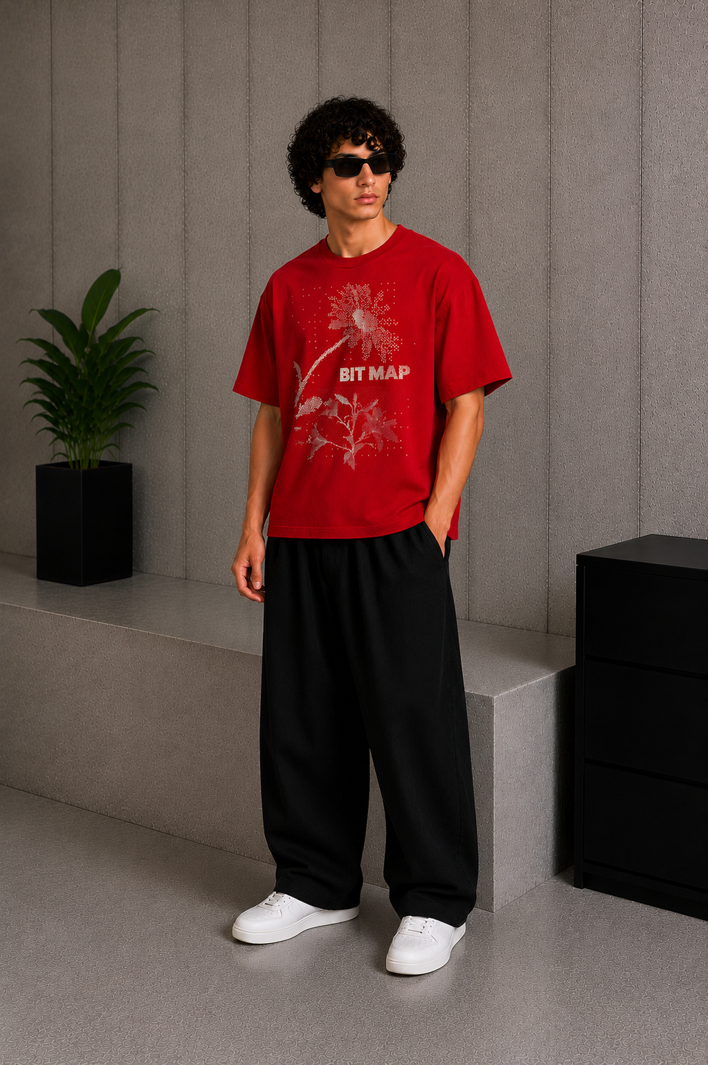 Bit Map Tee Red