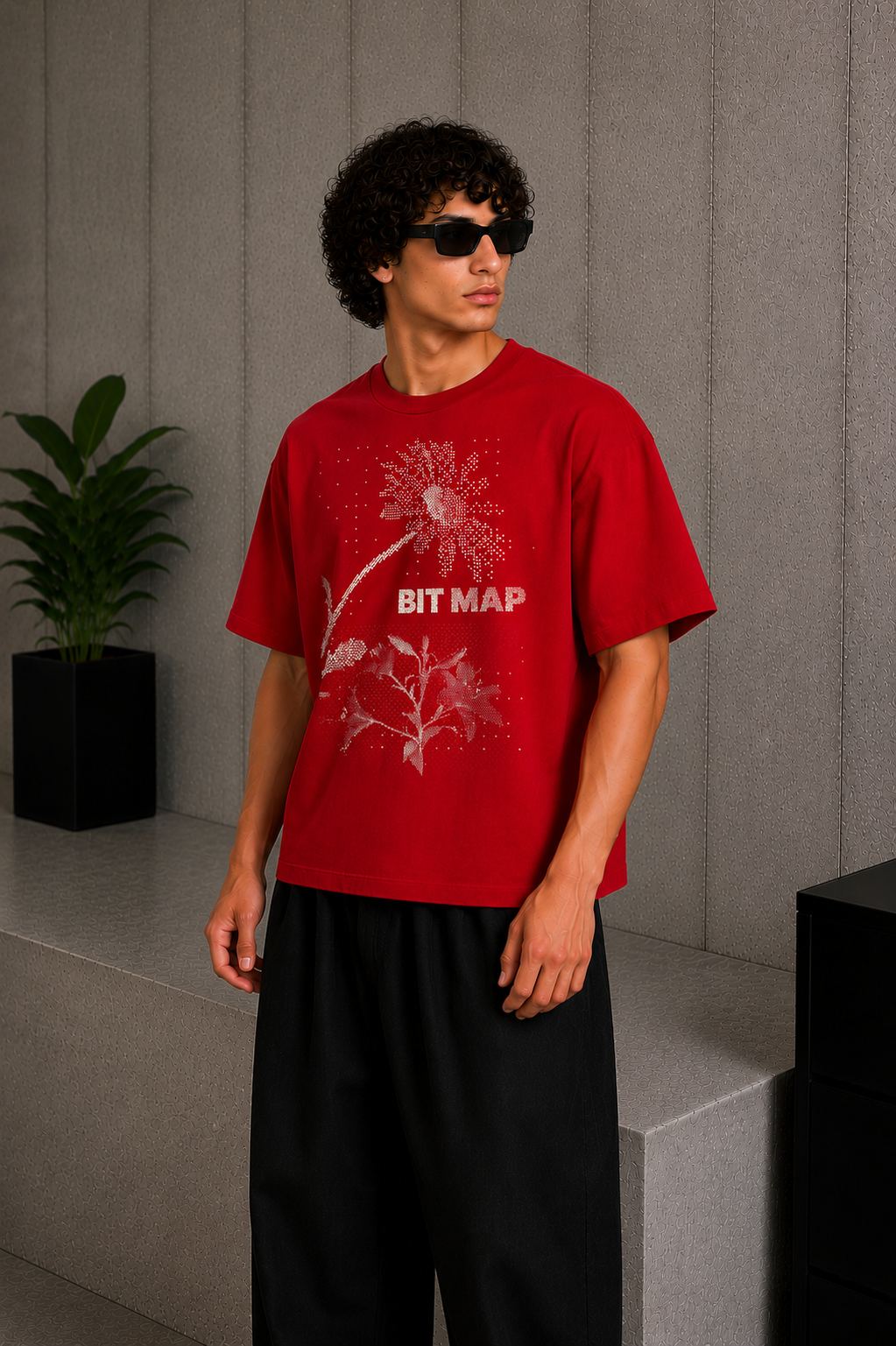 Bit Map Tee Red