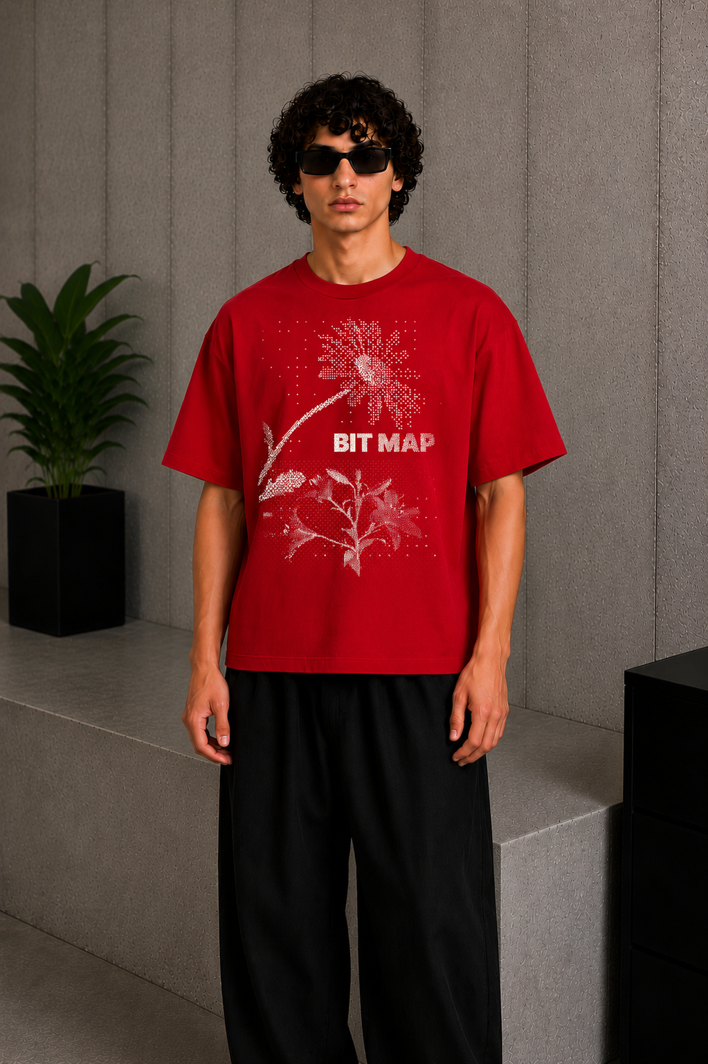 Bit Map Tee Red