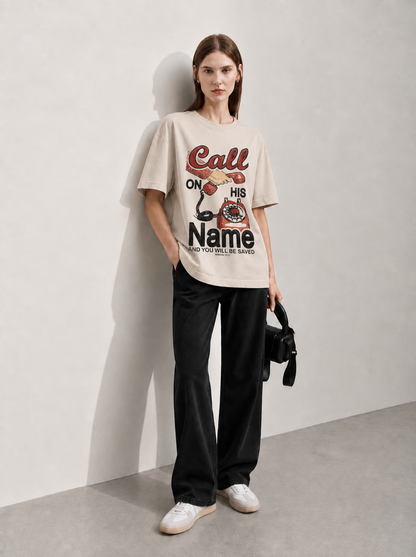 Astral Reverie Beige Women Tee - Oversized Graphic T-Shirt Back View | Cool Bee India