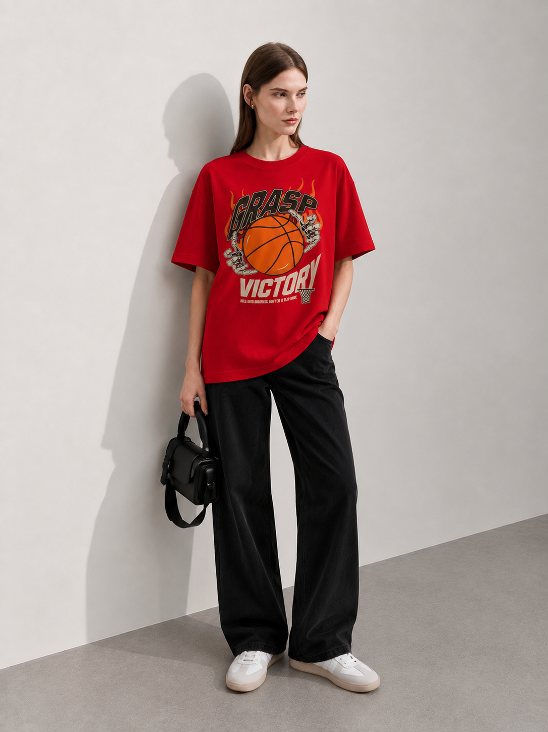 Play to Win Red Women Tee - Oversized Graphic T-Shirt Side View | Cool Bee India
