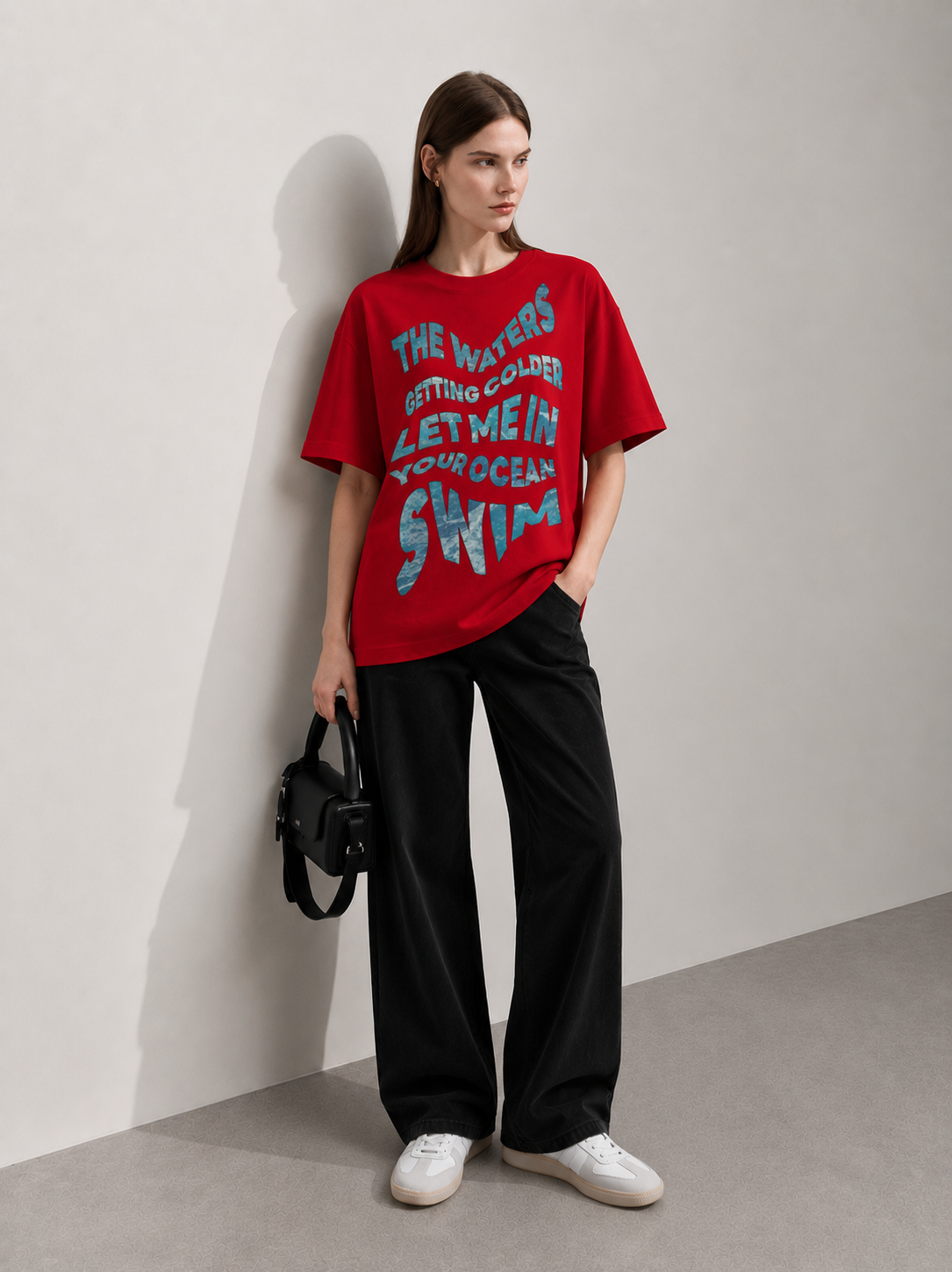 Next Move Red Women Tee - Oversized Graphic T-Shirt Back View | Cool Bee India