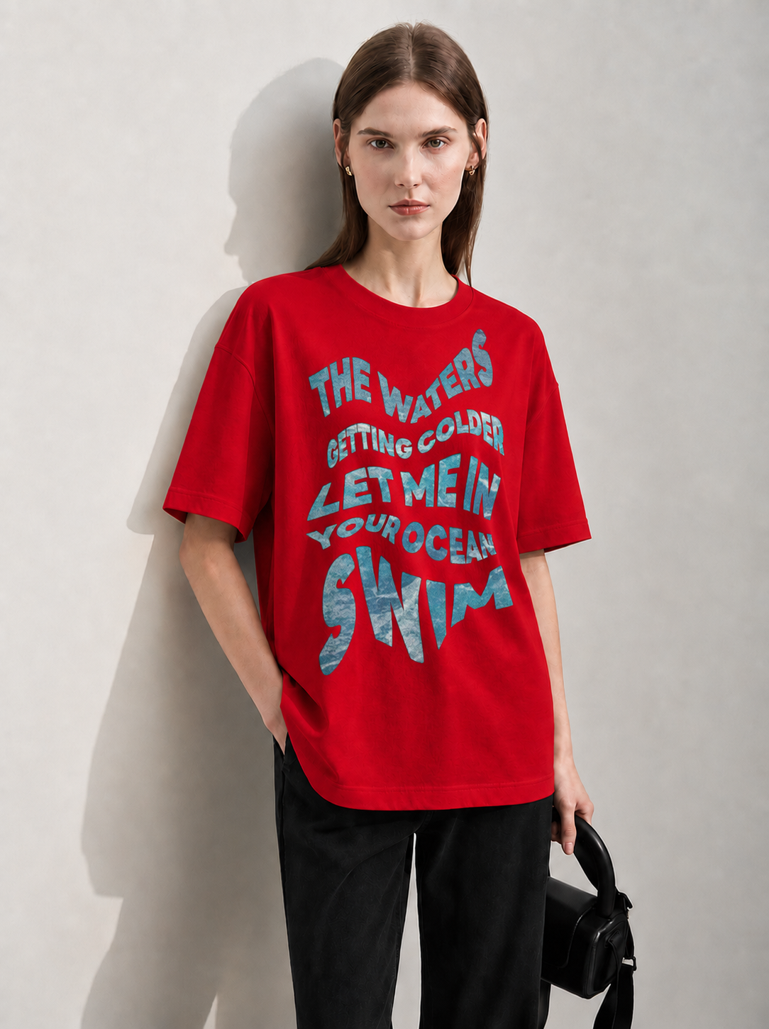Next Move Red Women Tee - Oversized Graphic T-Shirt Front View | Cool Bee India