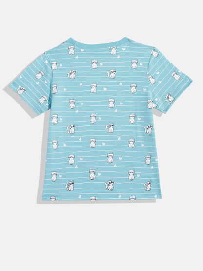 Coolbee Store Kids Girls T-Shirt - Light Blue (KGSSA09) – back view