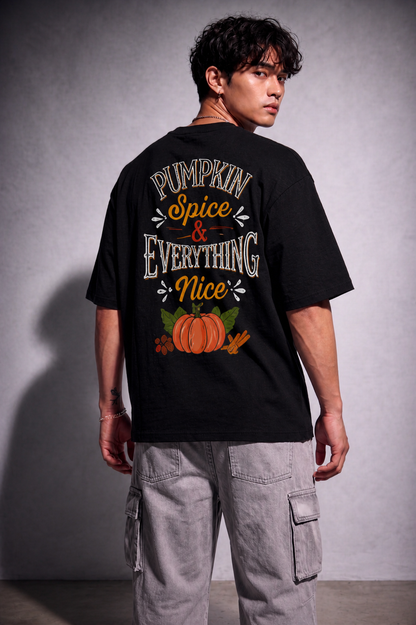 Cool Bee The Autumn Vibe Tee Black for Men - Black Oversized Graphic Tee Streetwear India - Detail View