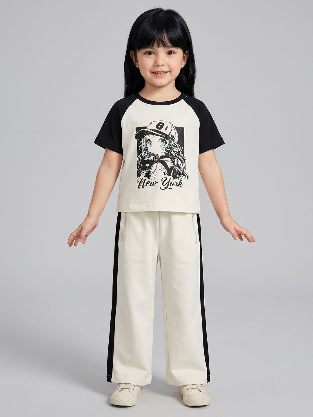 Coolbee Store Kids Girls Clothing Set - Offwhite (KGSSA88) – back view